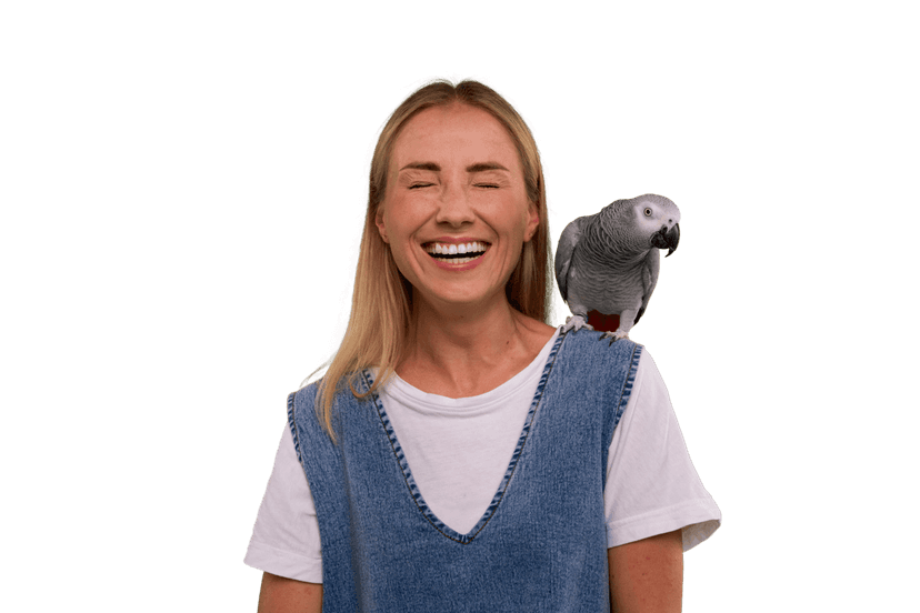 Woman with parrot